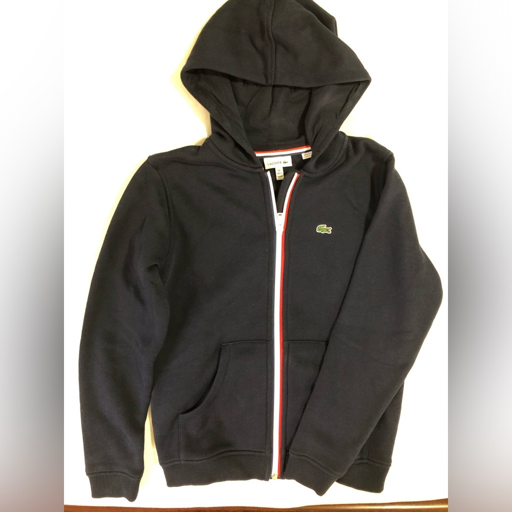 Lacoste. Zip up hoodie. Boys. Navy blue. Very good condition.